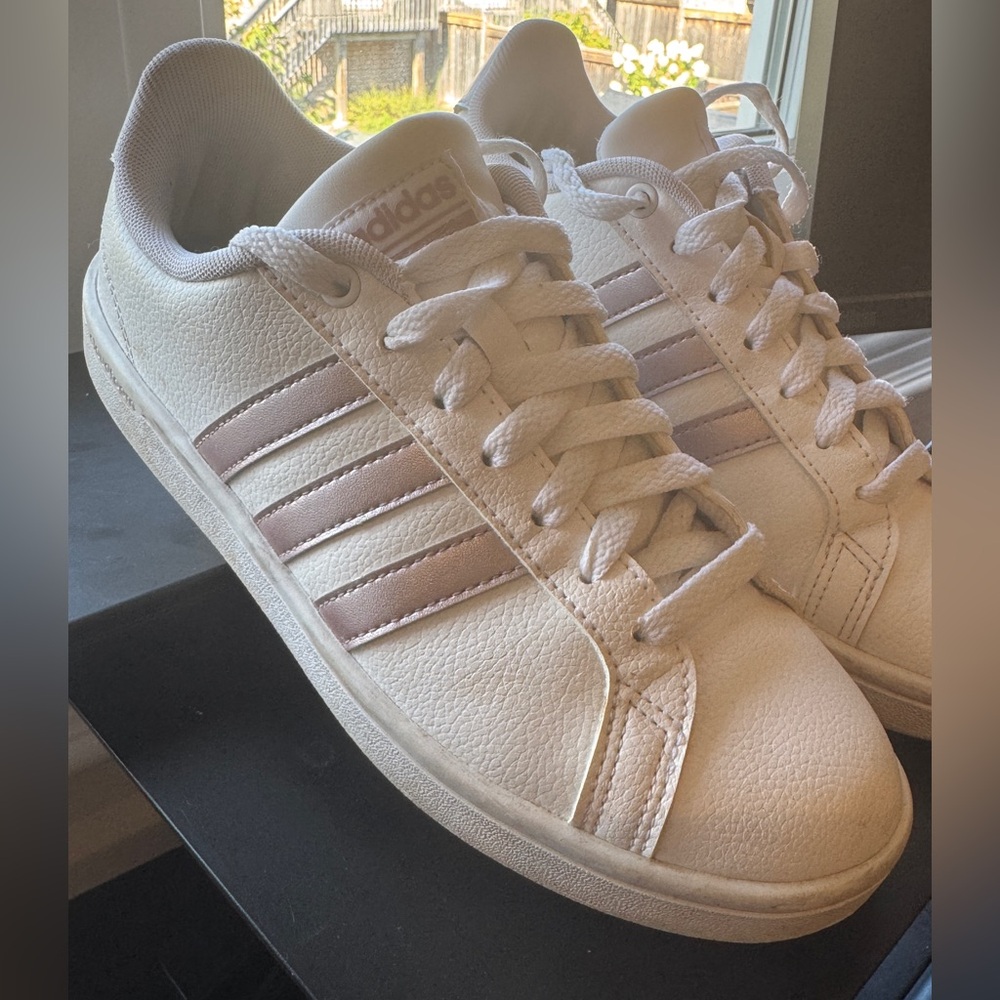 adidas Women's Cream and Pink Sneakers